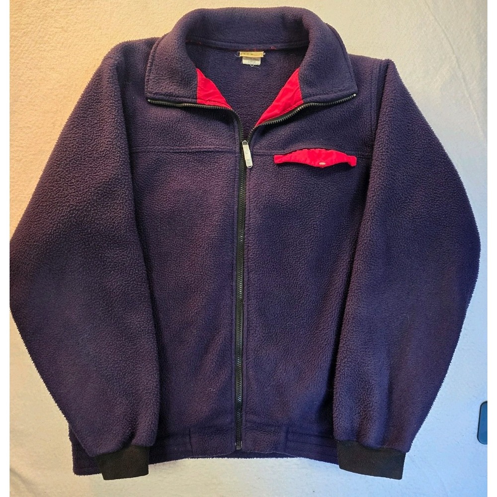 Vintage L.L.Bean Fleece Jacket Mens Large Tall Blue Full Zip Made USA